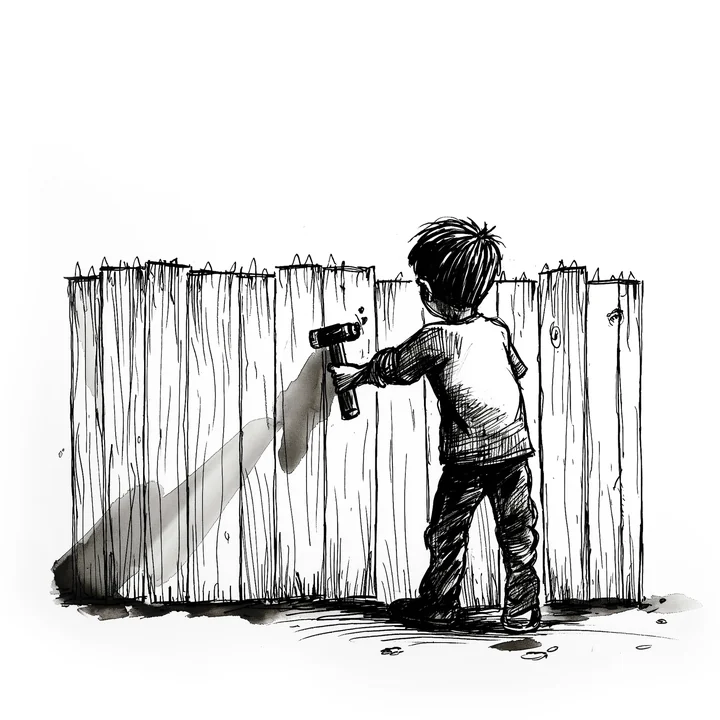 Ink artwork accompanying The Angry Boy