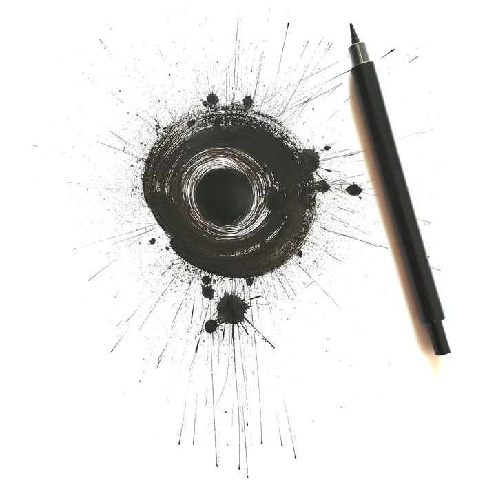 Ink artwork accompanying The Universe