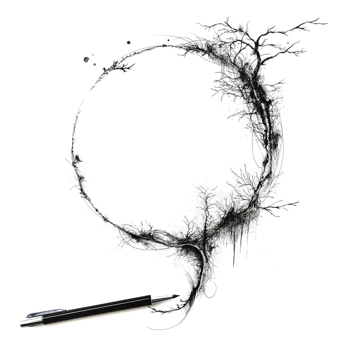 Ink artwork accompanying The Universe