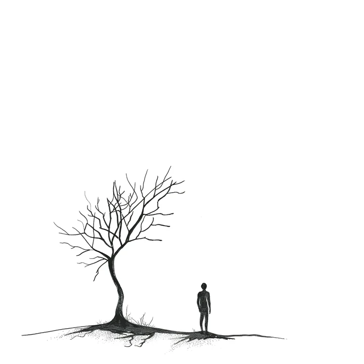 Ink artwork accompanying The Way of walking Alone