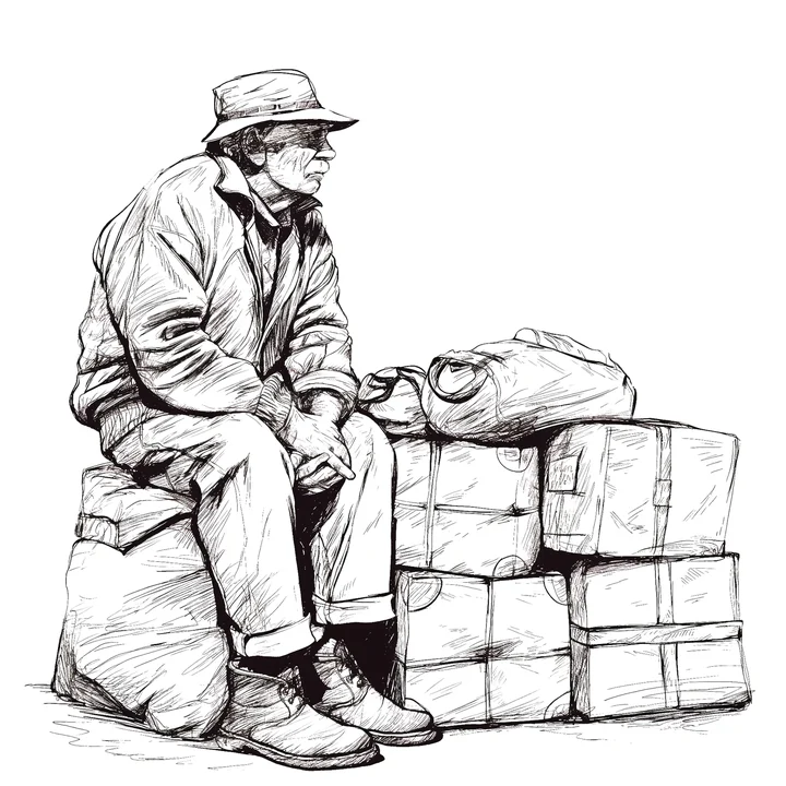Ink artwork accompanying The Way of walking Alone