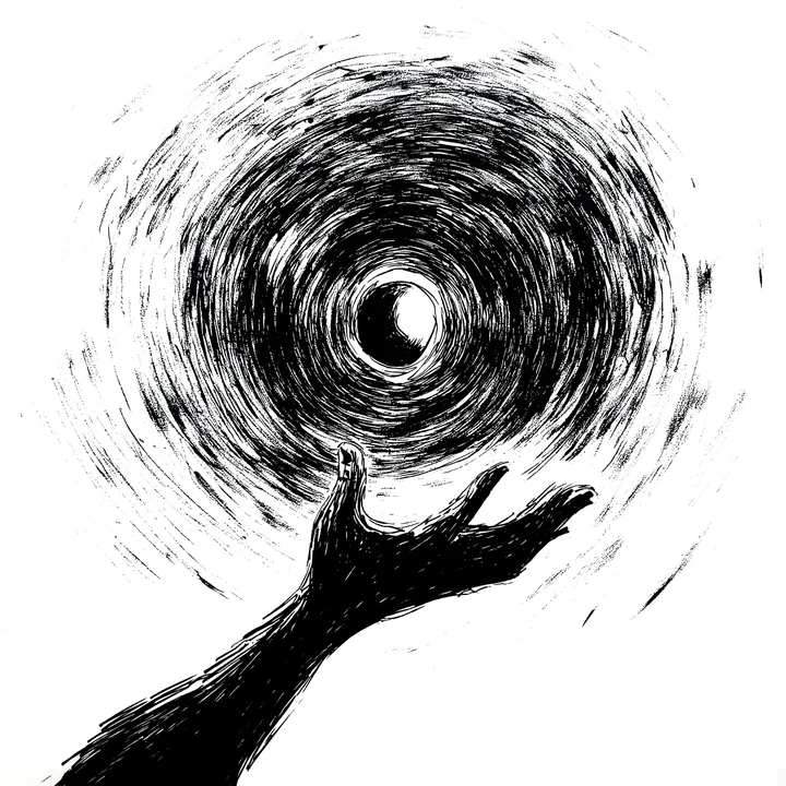 Ink artwork accompanying The Eternal Touch: Love Beyond Time