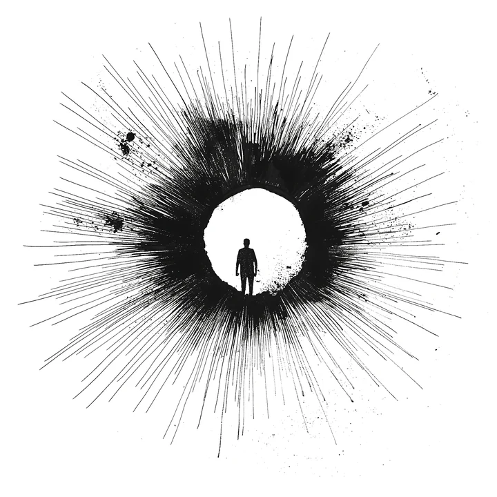 Ink artwork accompanying The Universe