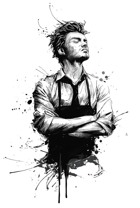 Ink artwork accompanying KFC-Belval