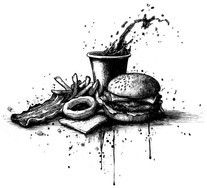 Ink artwork accompanying KFC-Belval