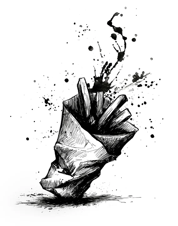 Ink artwork accompanying KFC-Belval