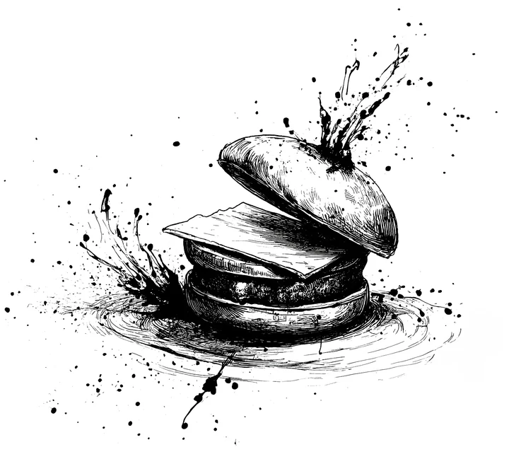 Ink artwork accompanying KFC-Belval