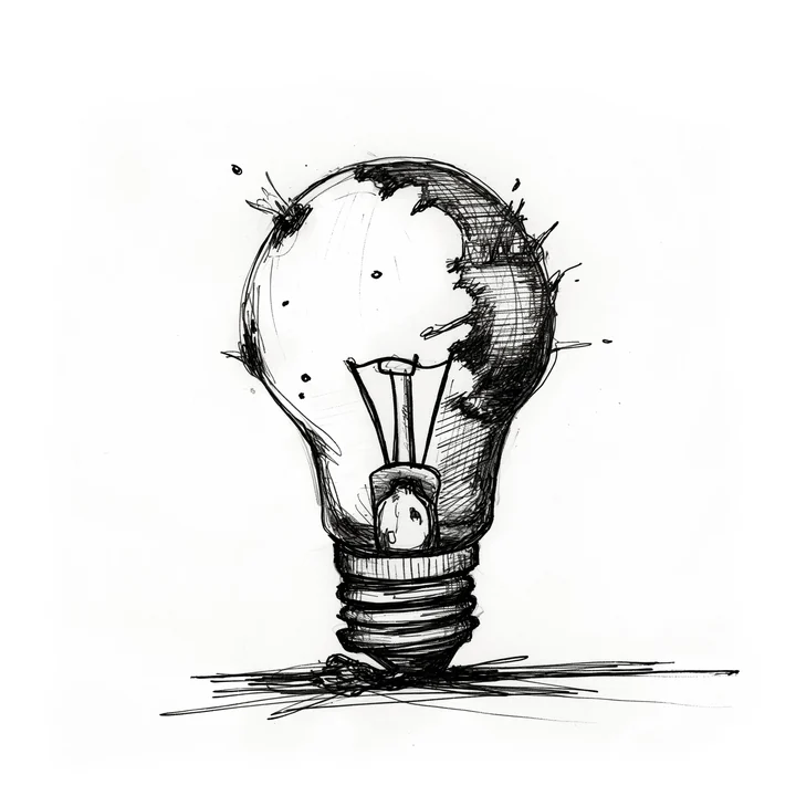 Ink artwork accompanying Our Soul as a Lightbulb