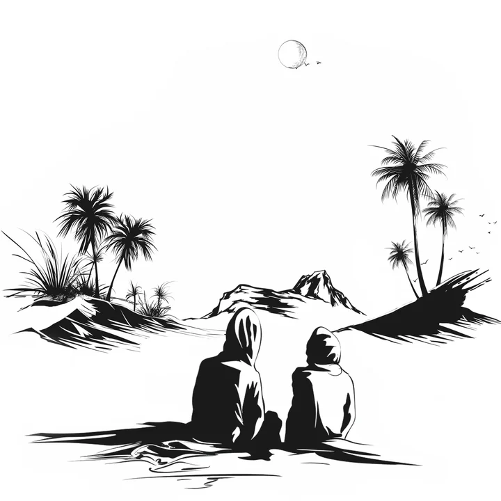 Ink artwork accompanying Sand & Stone; Forgiveness & Gratitude