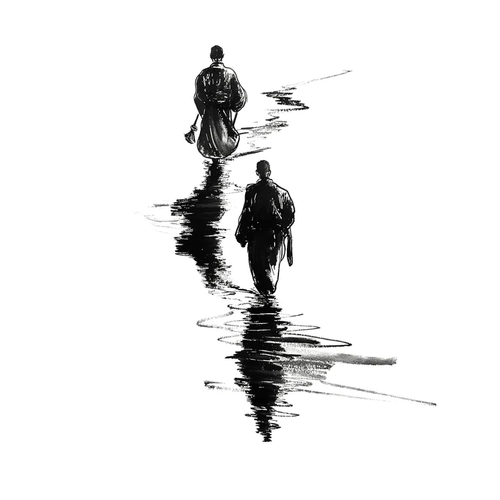 Ink artwork accompanying Carrying Compassion: The Wisdom of Letting Go