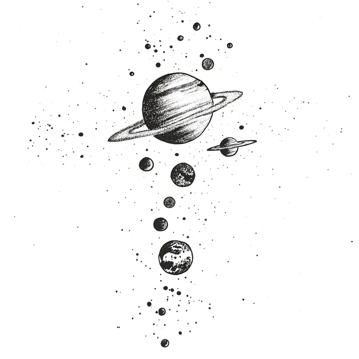 Ink artwork accompanying The Universe
